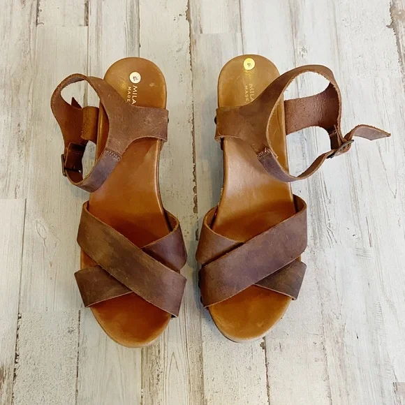 Mila Paoli | Womens Brown Leather Strap Platform Sandals | Size: 9.5 - Picture 3 of 13